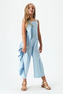 Bardot Junior Girl's 6 Sky Blue Nelly Asymmetric Frill Detail Jumpsuit O3-11